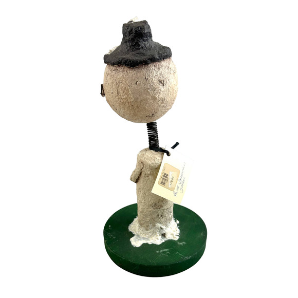 Vintage Paper Mache Handmade Snowman With Springy Neck Bobble Head - Picture 5 of 10